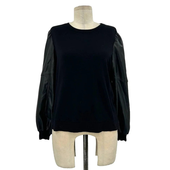 Generation Love Finley Faux Leather Sleeve Sweatshirt‎ Black Size XS - Picture 2 of 9